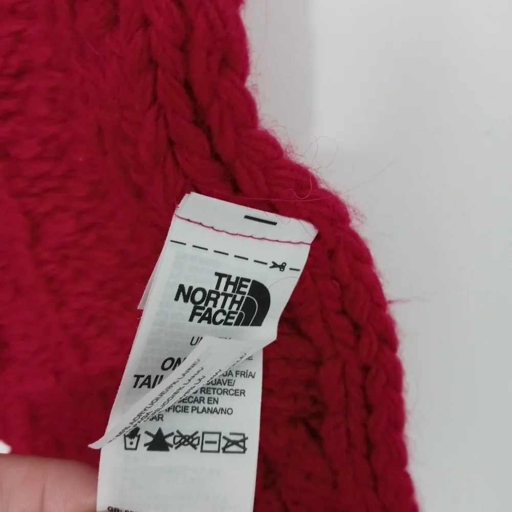 The North Face Cable Chunky knit Alpaca Wool crocheted Scarf Pink 61x 6